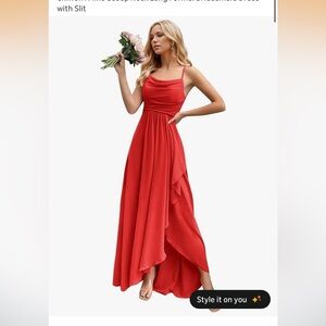 New Amazon Bridesmaid Red Long Dress